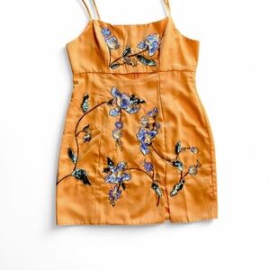 ASOS mini sequin embroidered orange dress - 14